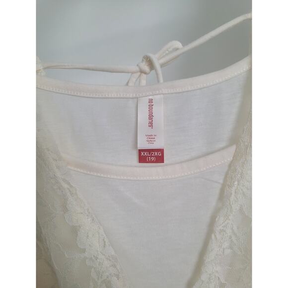 No Boundaries Lace V-Neck Slouchy Wrap Top Size XXL Ivory Boho Festival Dainty - Picture 3 of 10